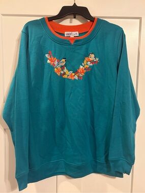 Vtg Liberty Lane fall embroidered sweatshirt XL NWT Cottage Granny Core